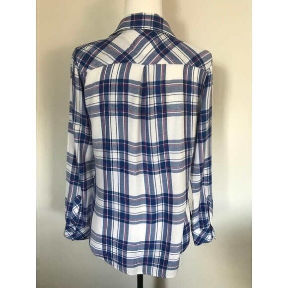 RAILS Long Sleeve Shirt Size Small Button Up Hunter White Blue Raspberry Plaid - Picture 5 of 8